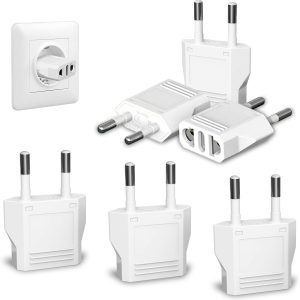 6 Pack European Travel Plug Adapter, US to Europe Plug Adapter, Type C Wall Outlet Converter for Europe, White