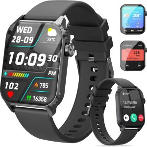 Smart Watches for Women Men, 1.83" HD Smartwatch with 120 Sports Modes, IP67 Waterproof, Bluetooth Call and Music Control;Heart Rate and Sleep Monitor (Black)